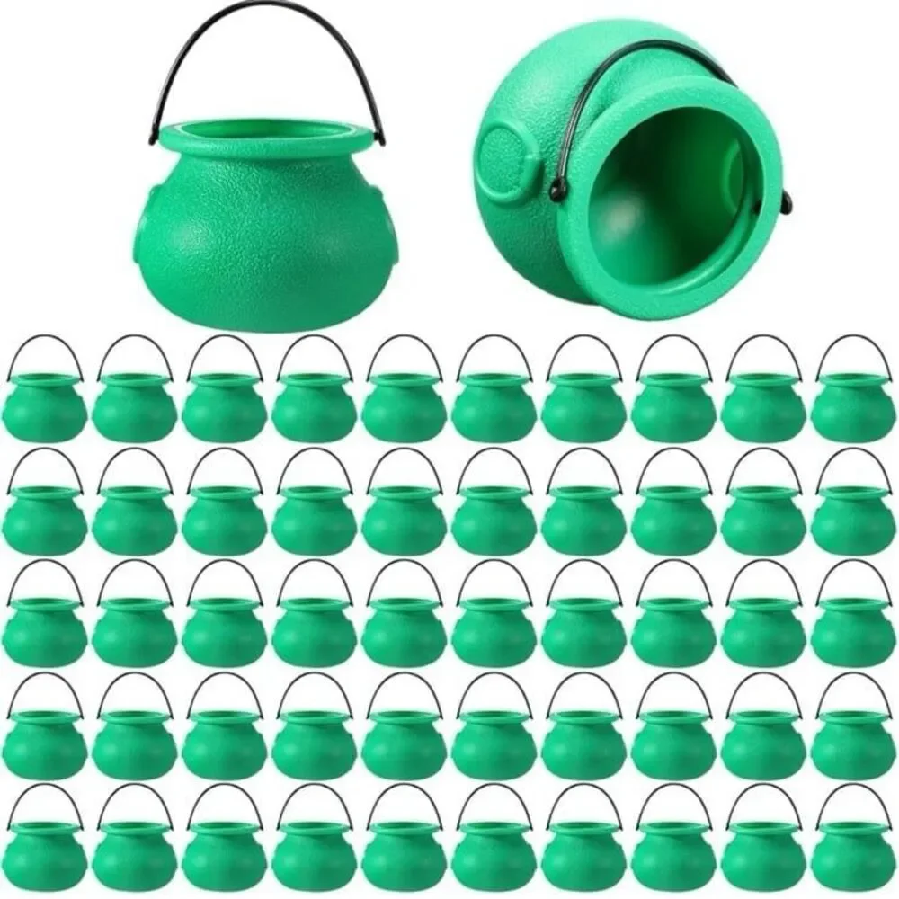 New 80‎ Pcs St Patrick Day Plastic Cauldron with Handle Witches Cauldron 80 pack
